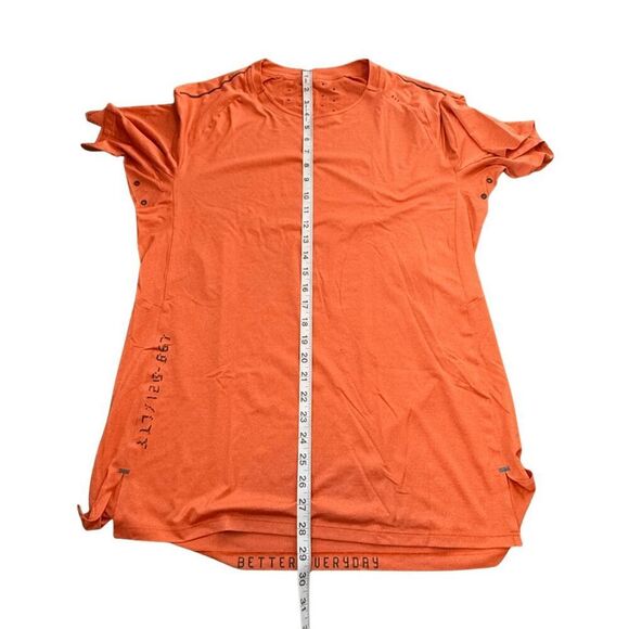 Lululemon Men's Textured Training Short Sleeve T-Shirt Heathered Coral Sz Large - Picture 6 of 7